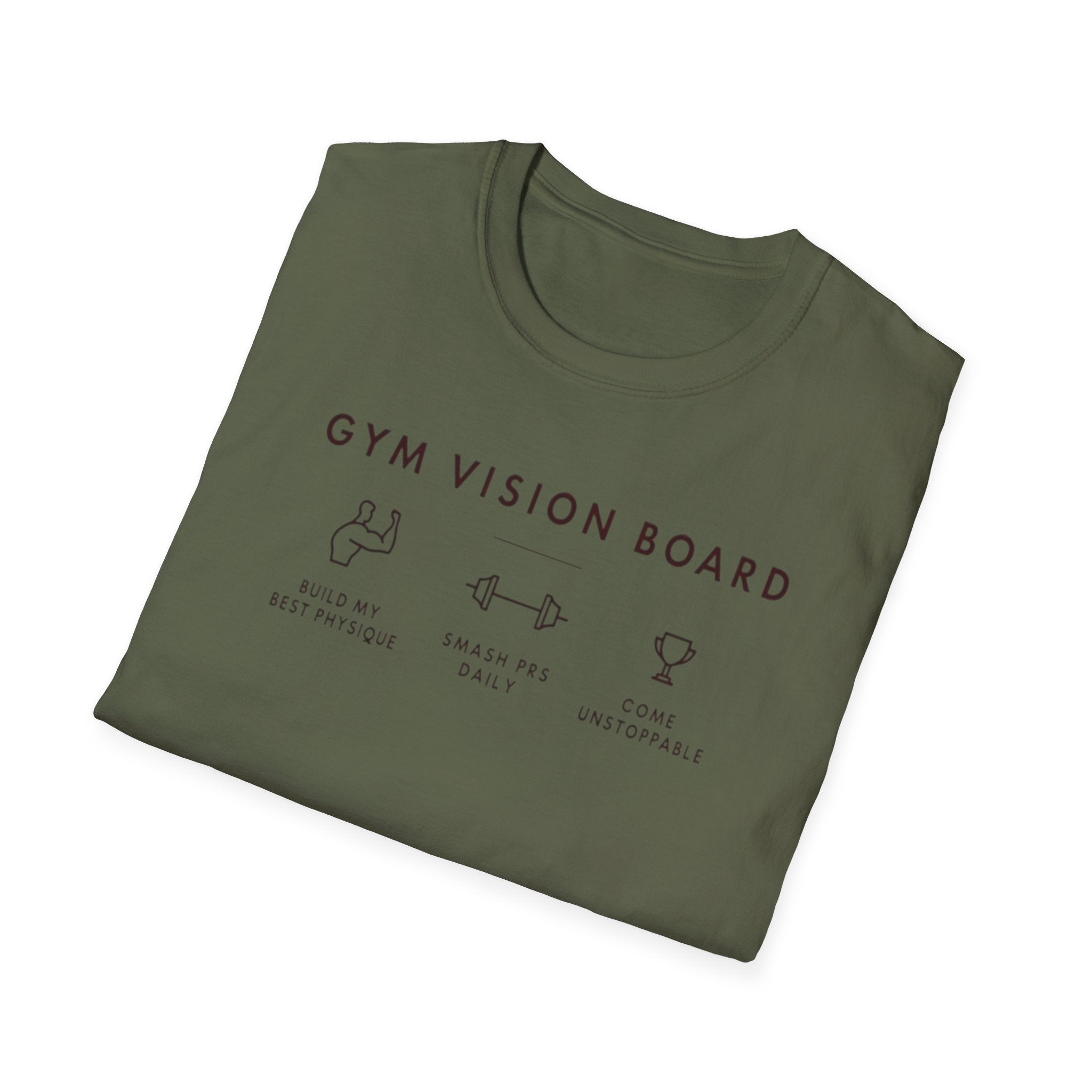 Gym Vision Board – Dark Mode Minimalist T-Shirt