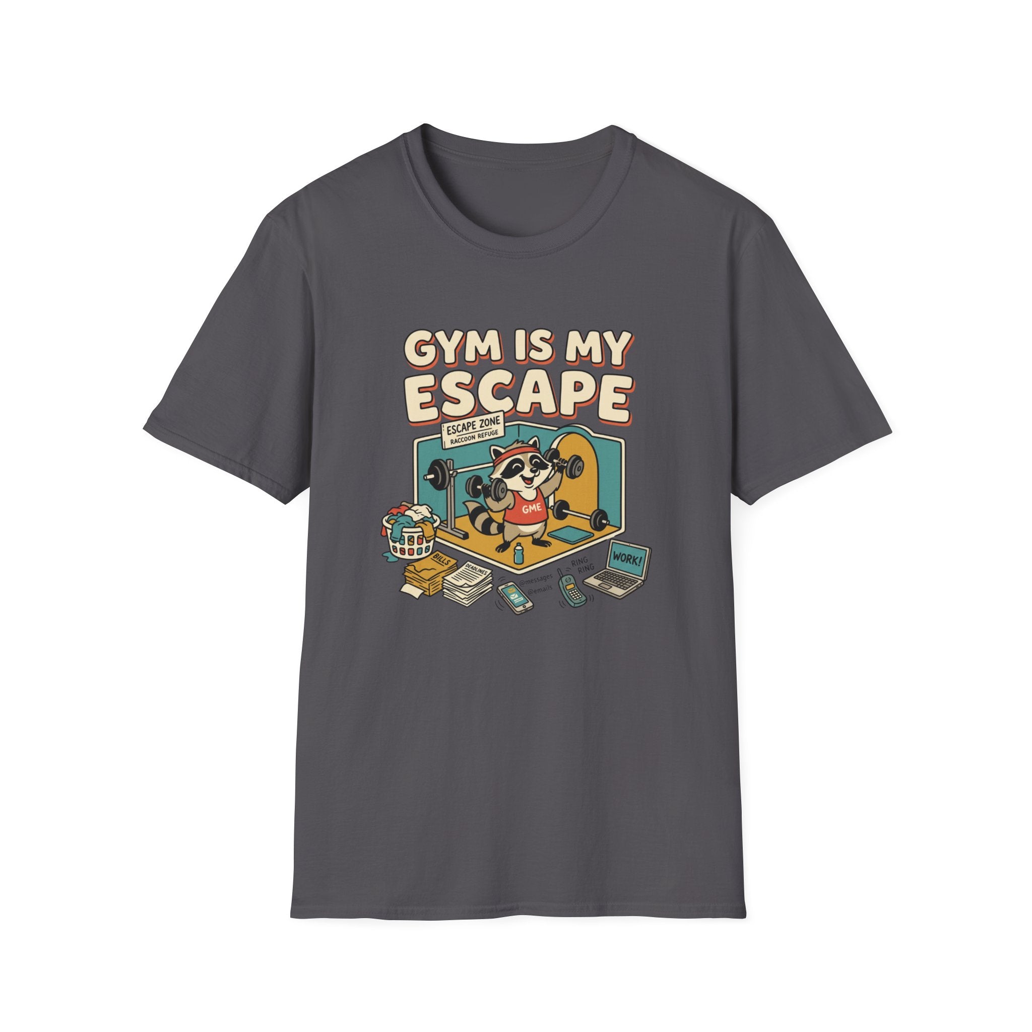 Gym is my escape - Racoon humorous T-Shirt
