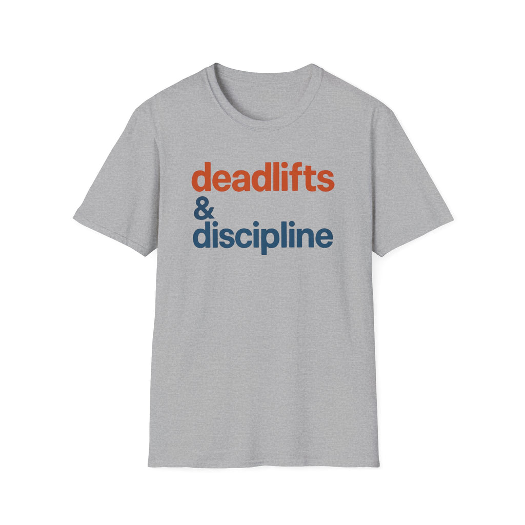 Deadlifts & Discipline – Bold Gym Typography T-Shirt
