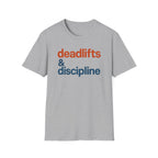 Deadlifts & Discipline – Bold Gym Typography T-Shirt