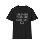 Strength Through Scripture – Bold Faith & Fitness Statement Tshirt