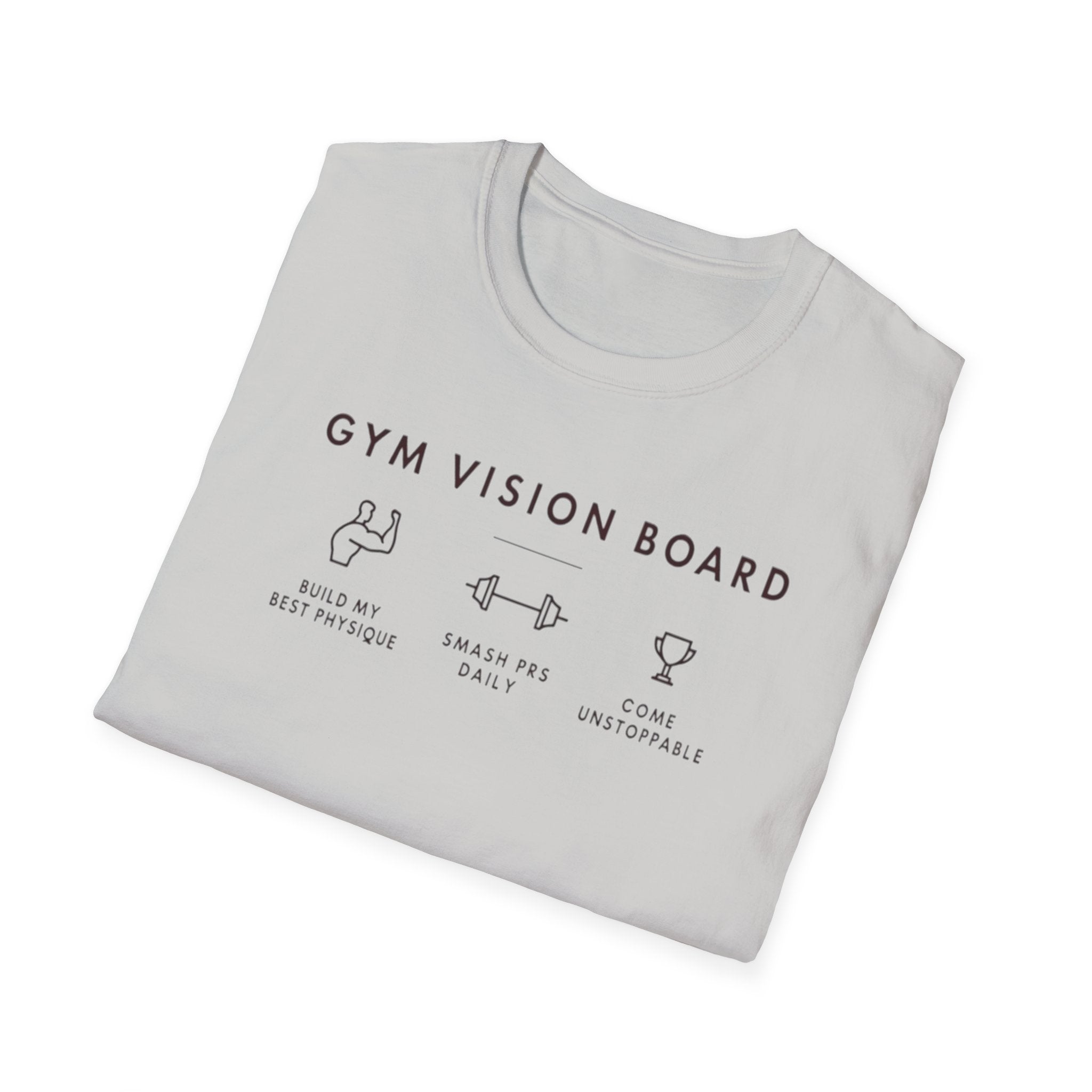 Gym Vision Board – Dark Mode Minimalist T-Shirt