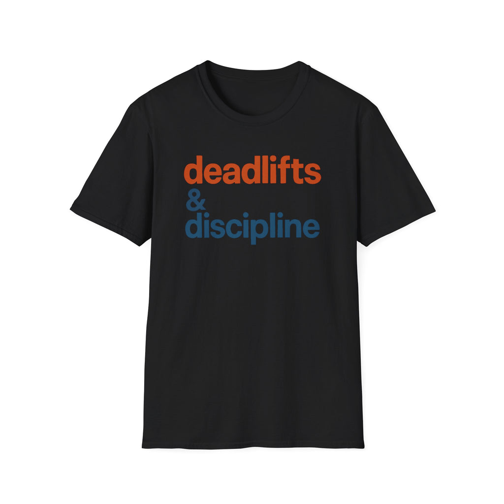 Deadlifts & Discipline – Bold Gym Typography T-Shirt