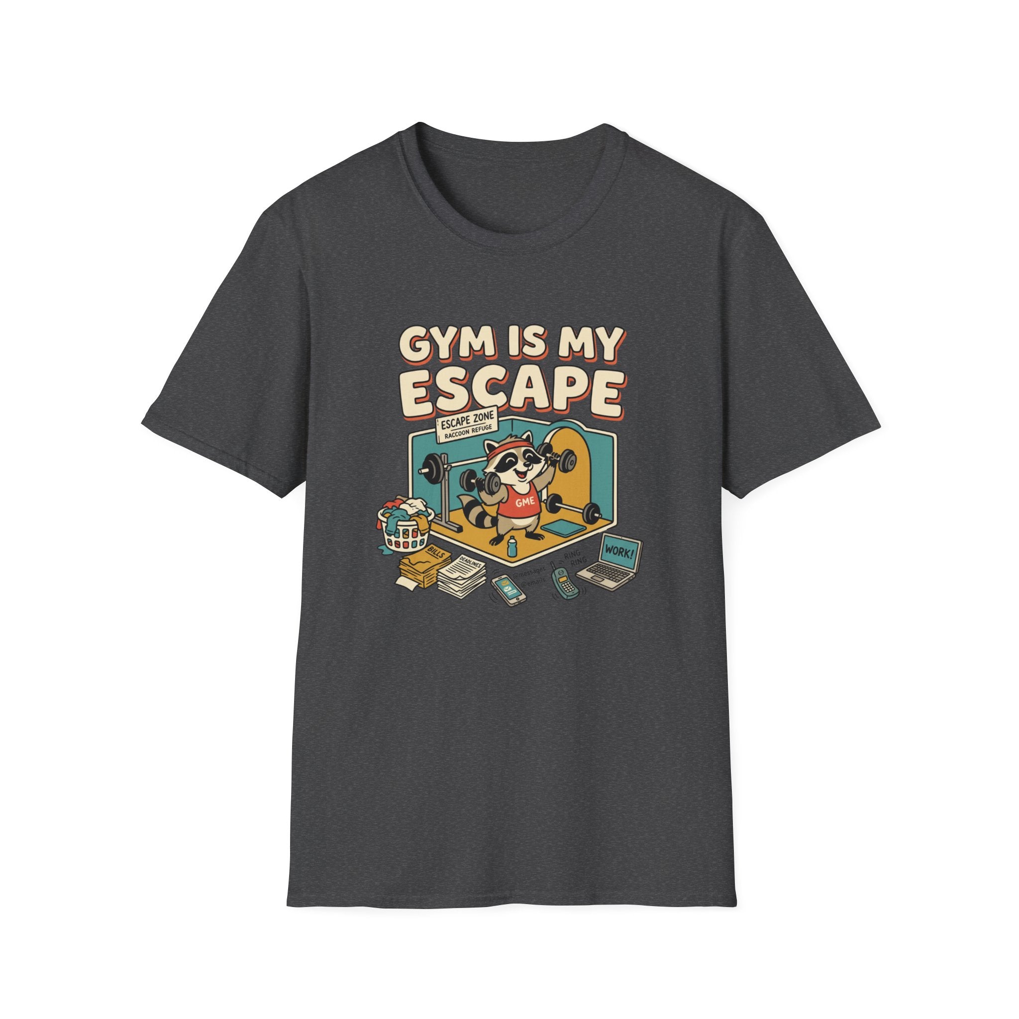 Gym is my escape - Racoon humorous T-Shirt