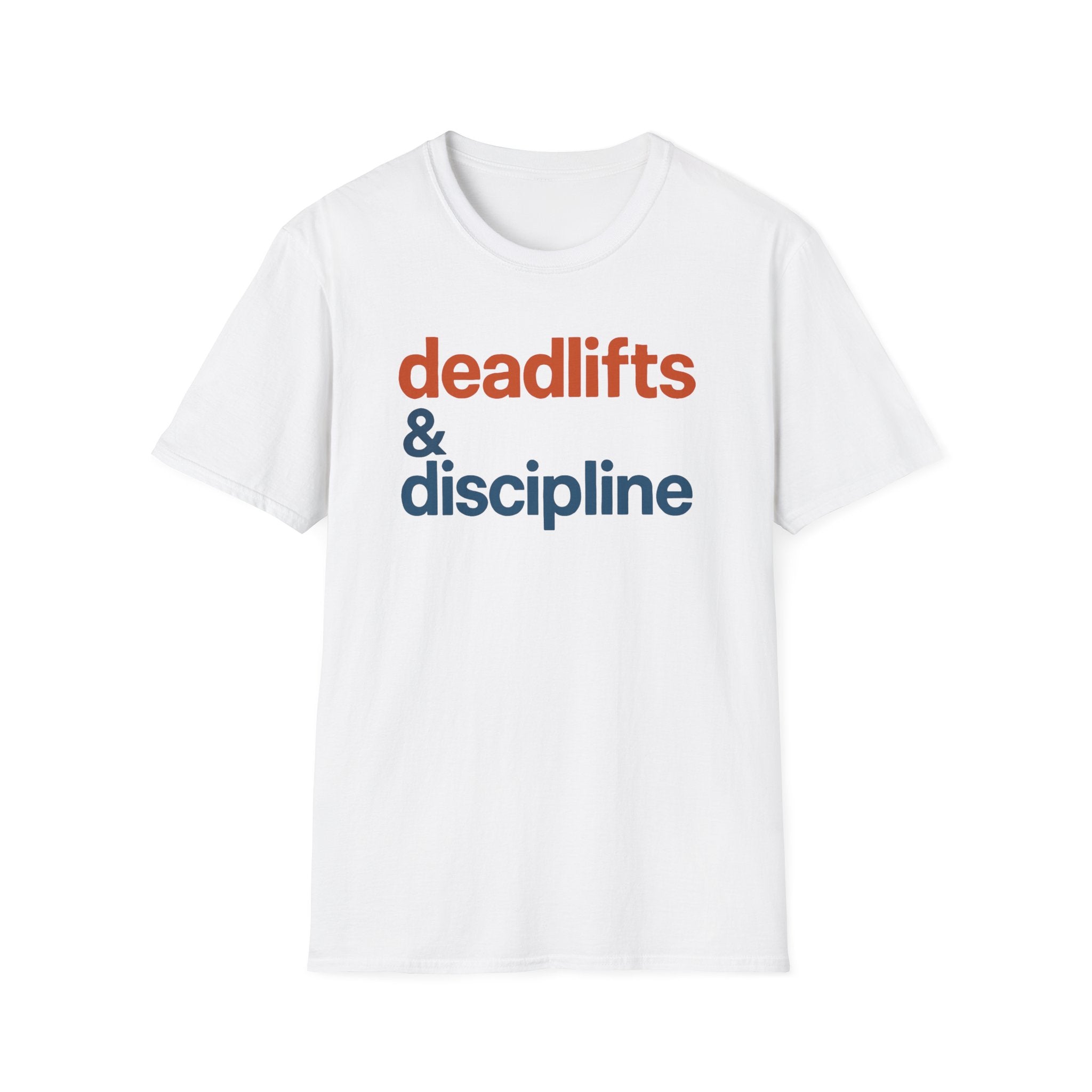 Deadlifts & Discipline – Bold Gym Typography T-Shirt