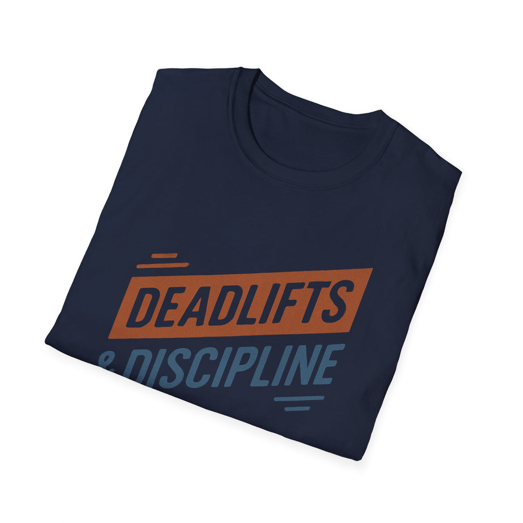 Deadlifts & Discipline – Dynamic Duo-Tone Banner T-Shirt