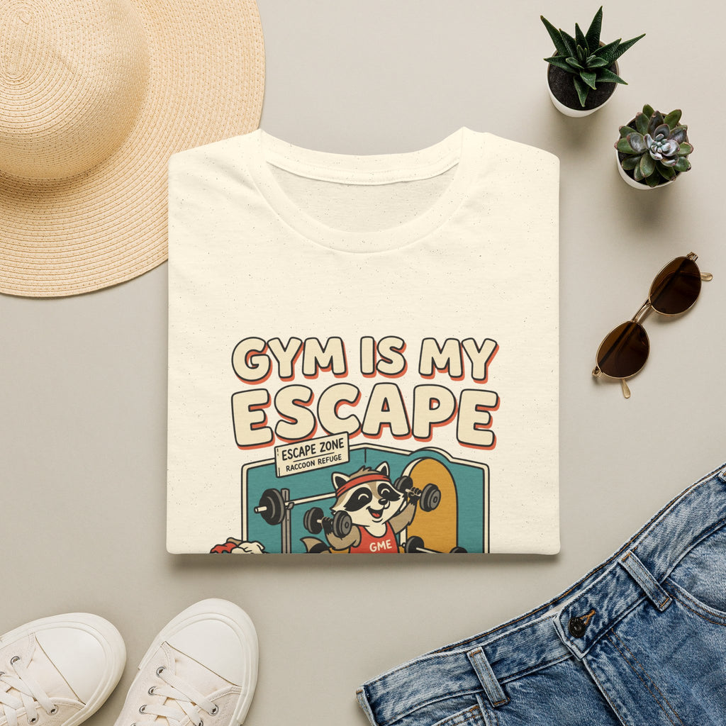 Gym is my escape - Racoon humorous T-Shirt