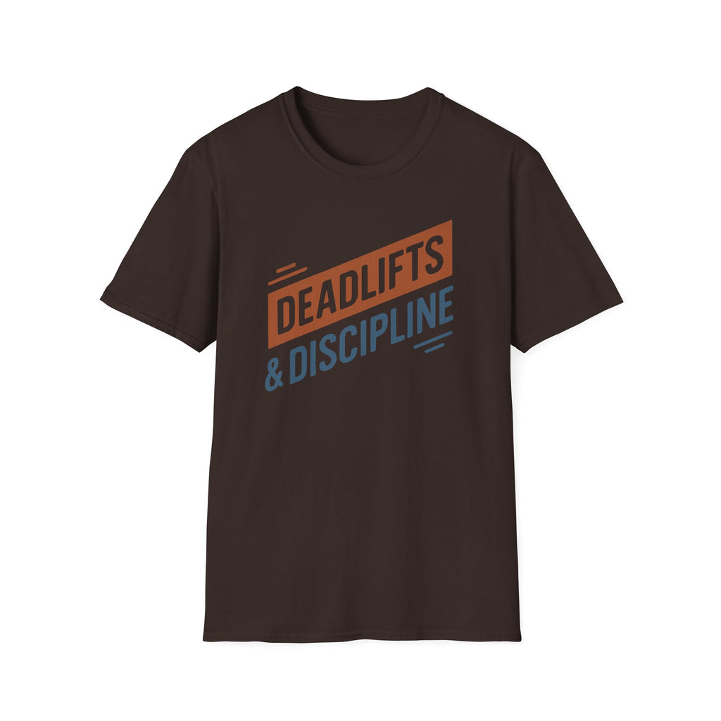 Deadlifts & Discipline – Dynamic Duo-Tone Banner T-Shirt