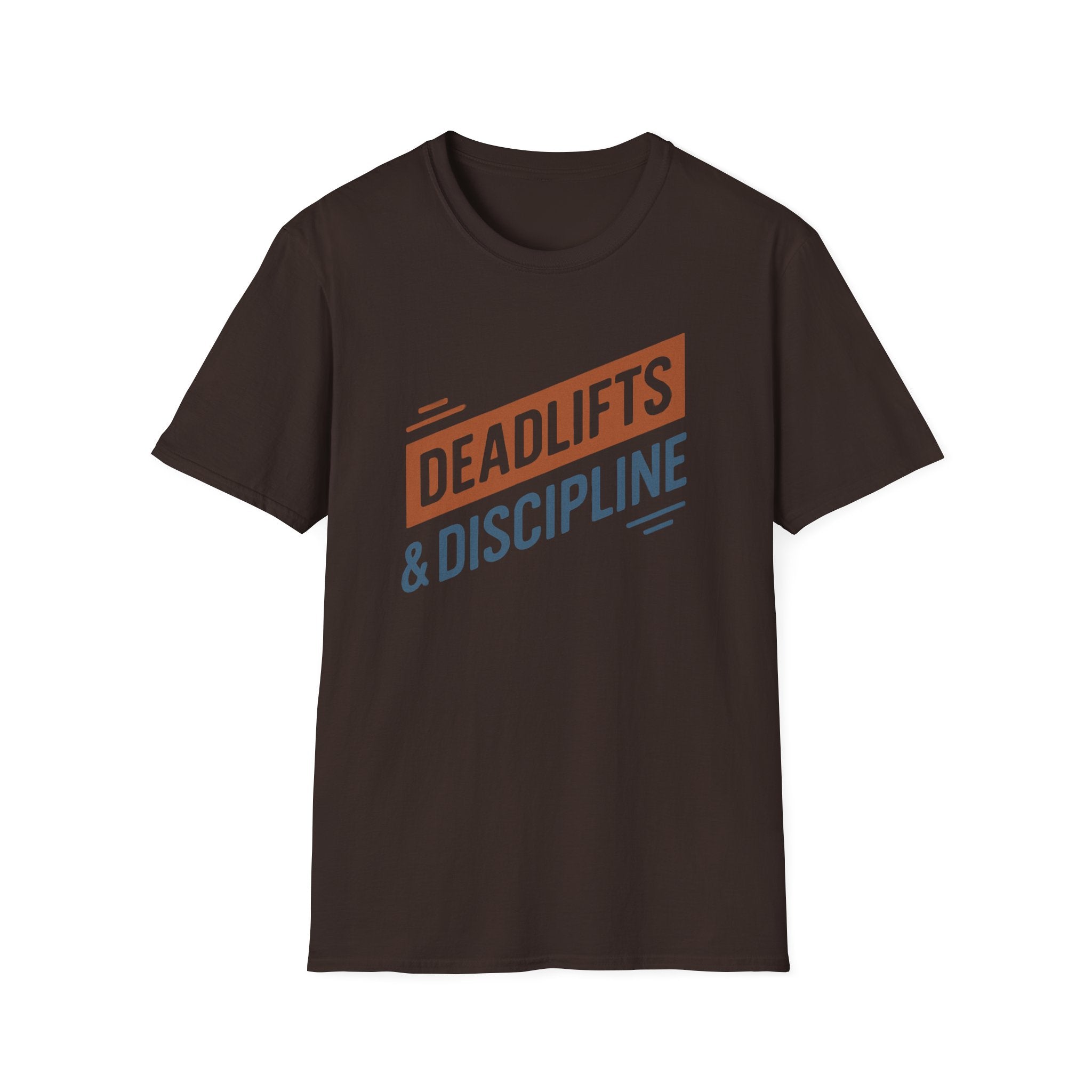 Deadlifts & Discipline – Dynamic Duo-Tone Banner T-Shirt