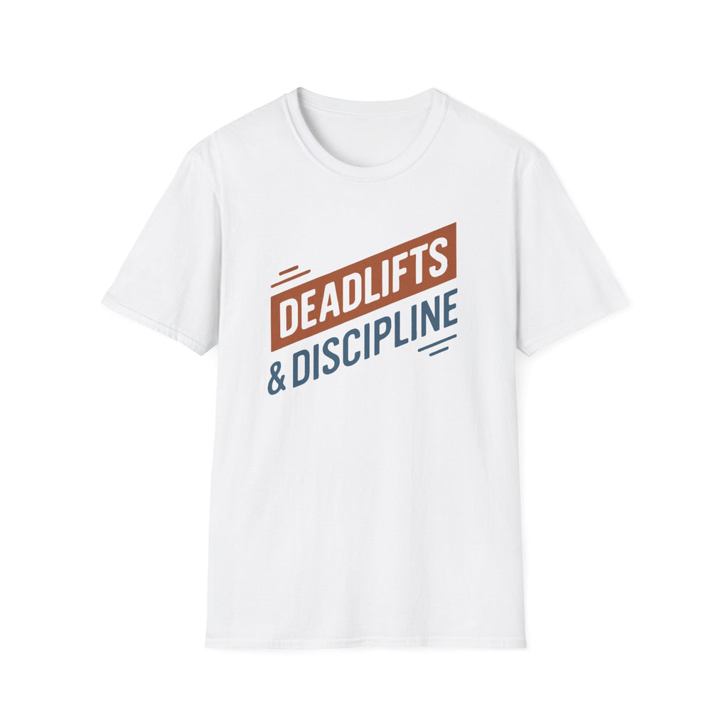 Deadlifts & Discipline – Dynamic Duo-Tone Banner T-Shirt
