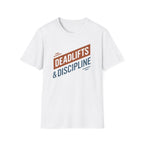 Deadlifts & Discipline – Dynamic Duo-Tone Banner T-Shirt