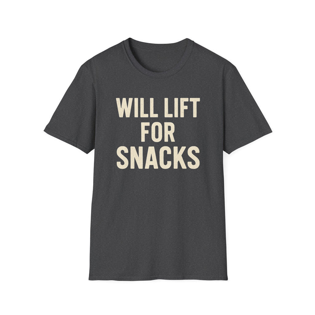 Will Lift for Snacks – Distressed Gym Humor Tshirt