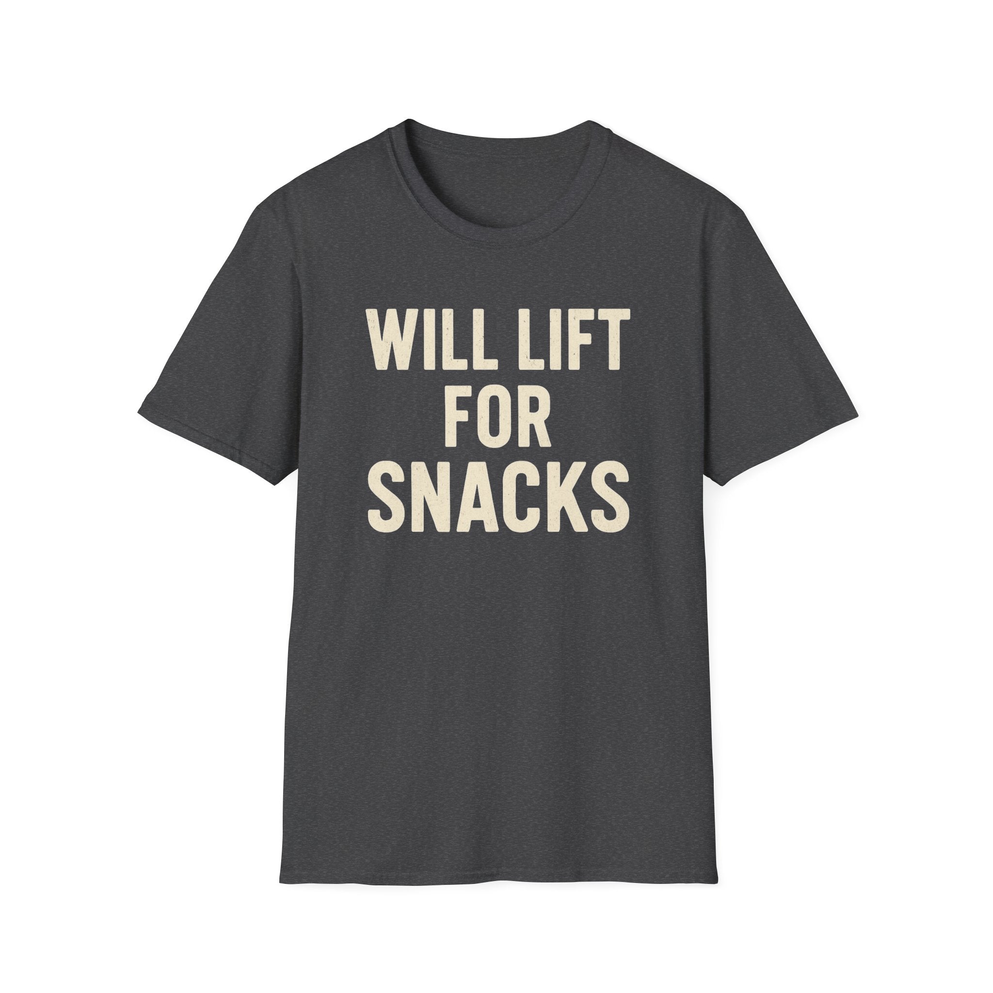 Will Lift for Snacks – Distressed Gym Humor Tshirt