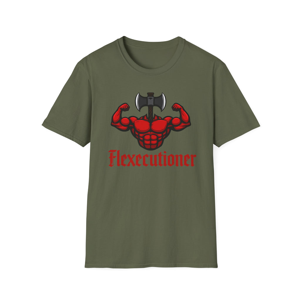 Flexecutioner – Muscular Axe Warrior Emblem T-Shirt