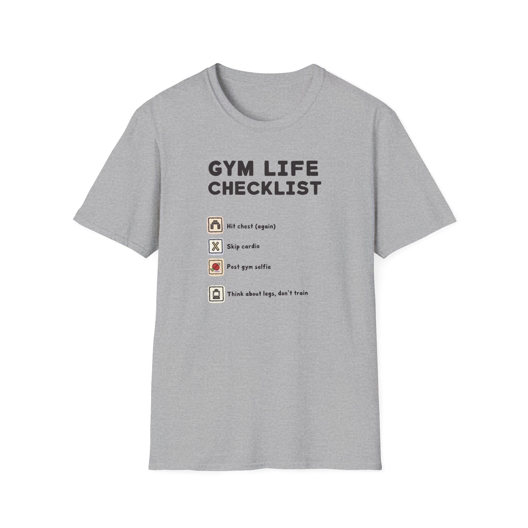 Gym Life Checklist – Satirical Edition T-Shirt