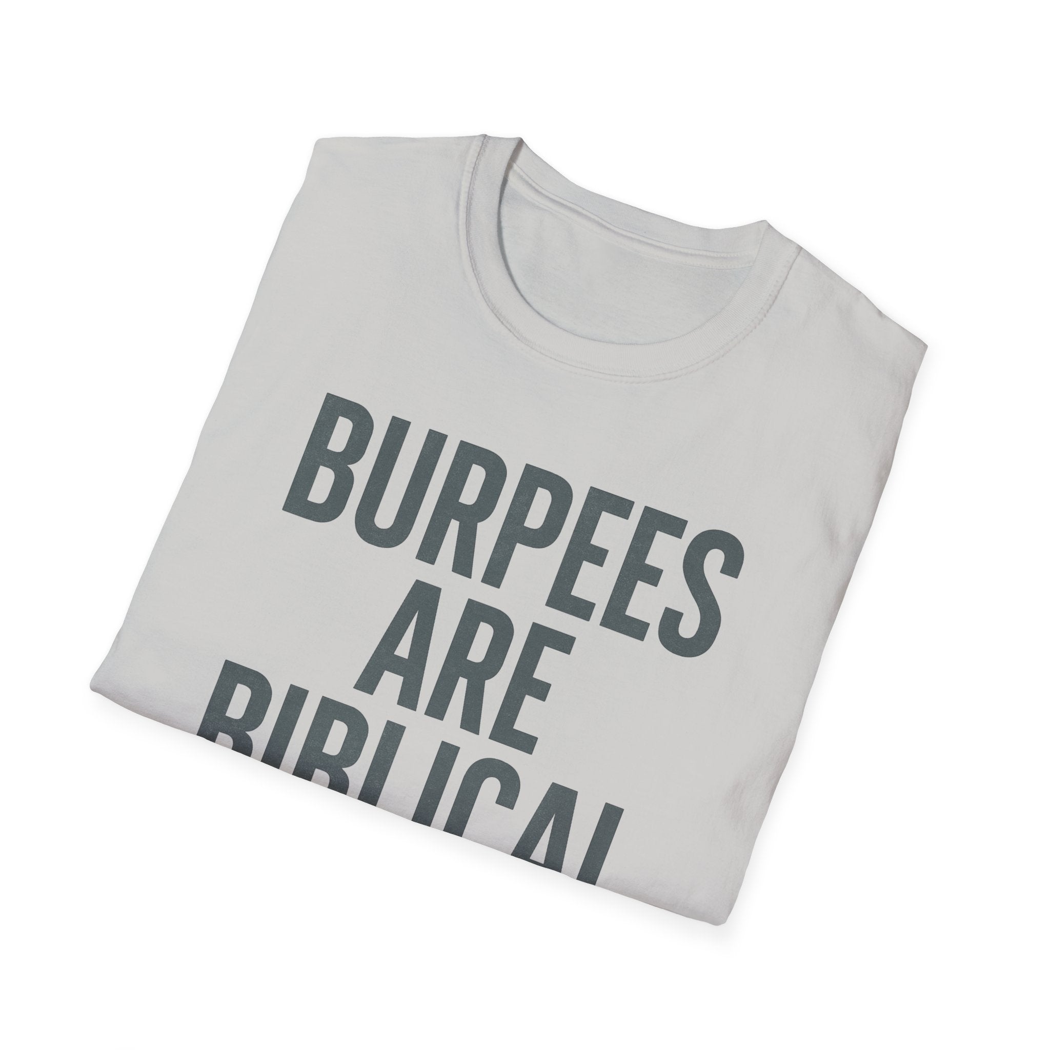 Burpees Are Biblical – Stone-Gray Statement Tshirt