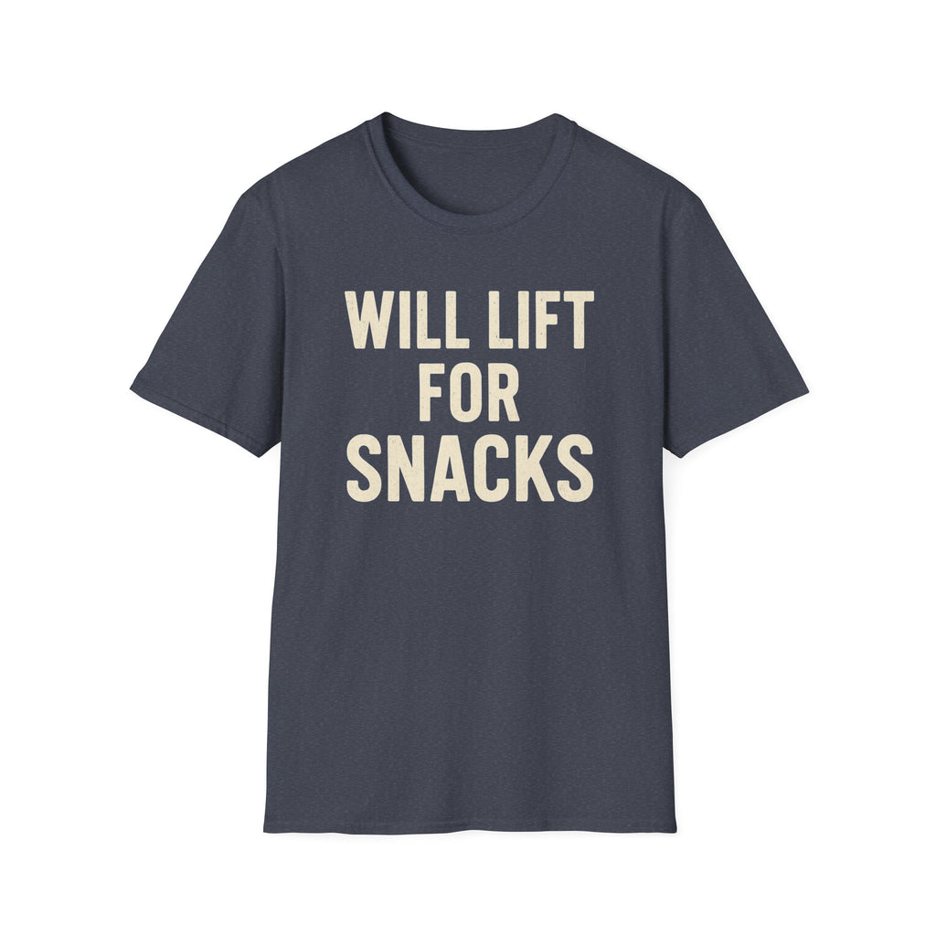 Will Lift for Snacks – Distressed Gym Humor Tshirt