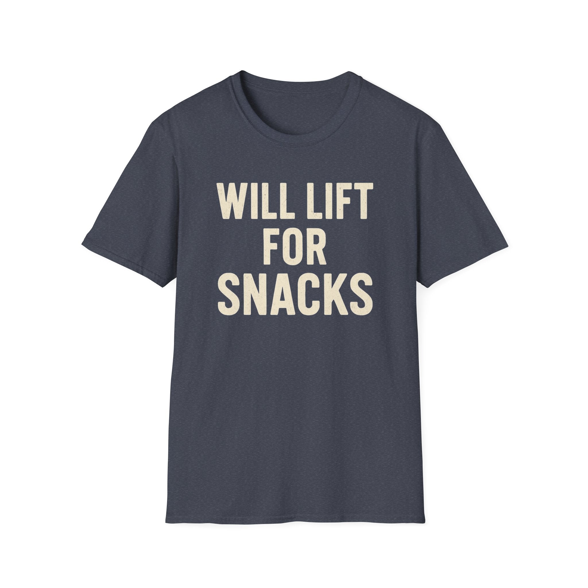 Will Lift for Snacks – Distressed Gym Humor Tshirt