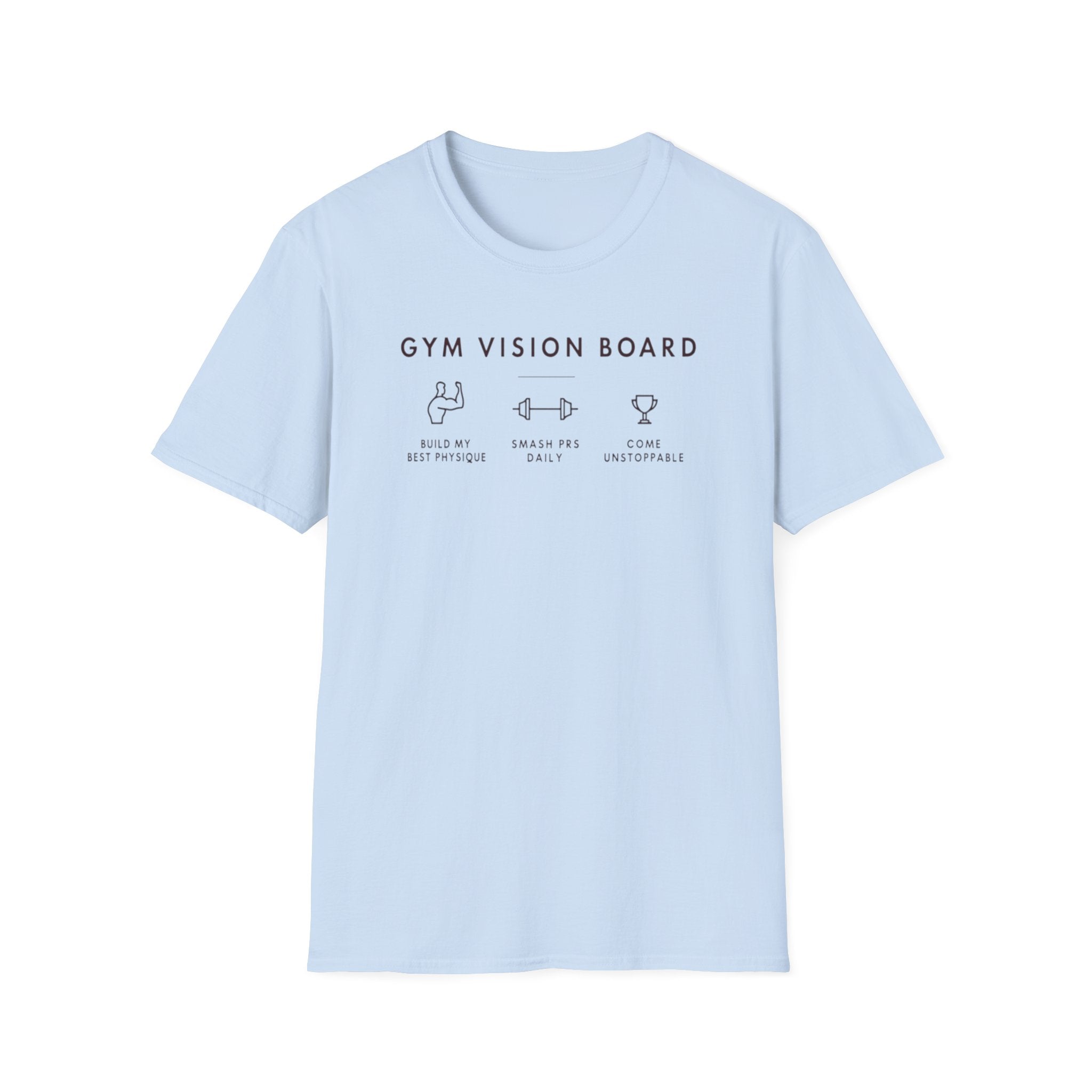 Gym Vision Board – Dark Mode Minimalist T-Shirt