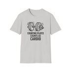 Counting Plates Counts as Cardio – Barbell Humor T-Shirt