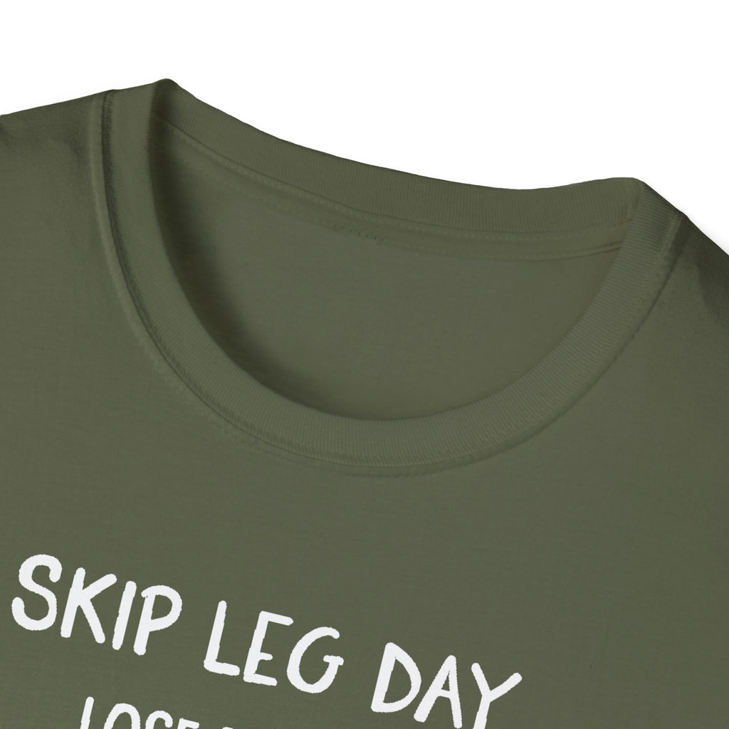 Skip Leg Day, Lose Respect – Minimalist Sketch T-Shirt