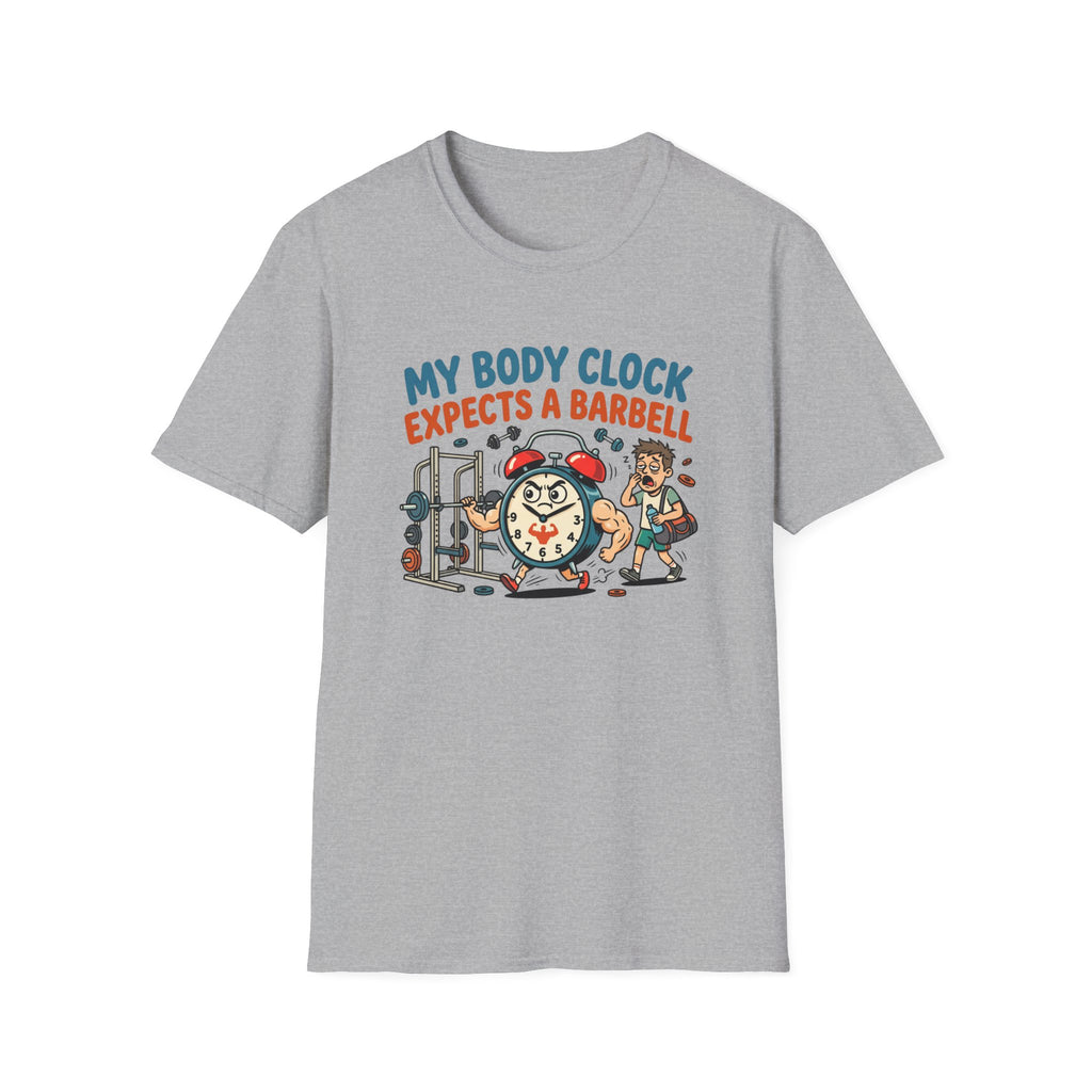 Body clock expects barbell T-Shirt