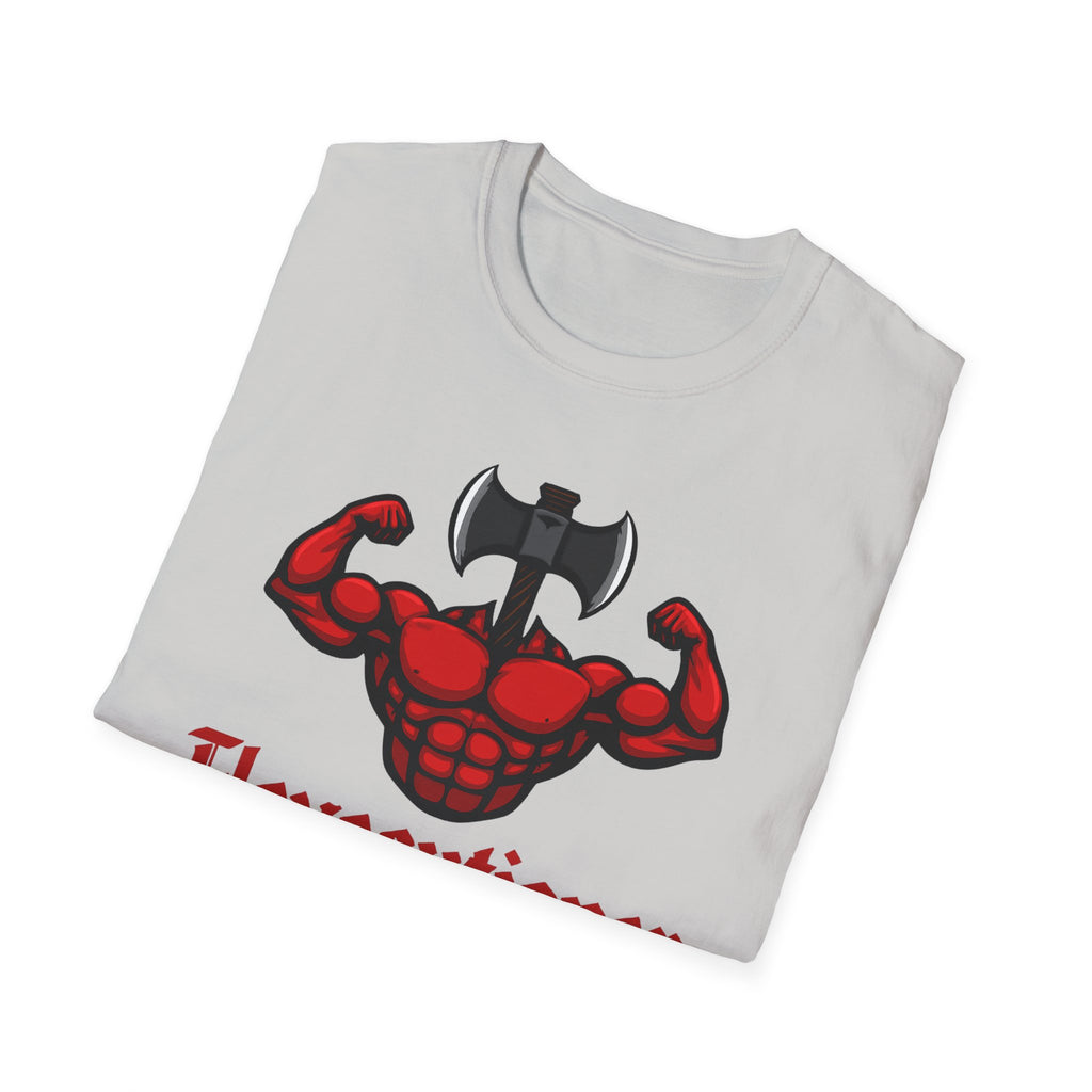 Flexecutioner – Muscular Axe Warrior Emblem T-Shirt