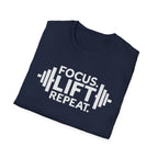 Lift Strong – Focus. Lift. Repeat. T-Shirt
