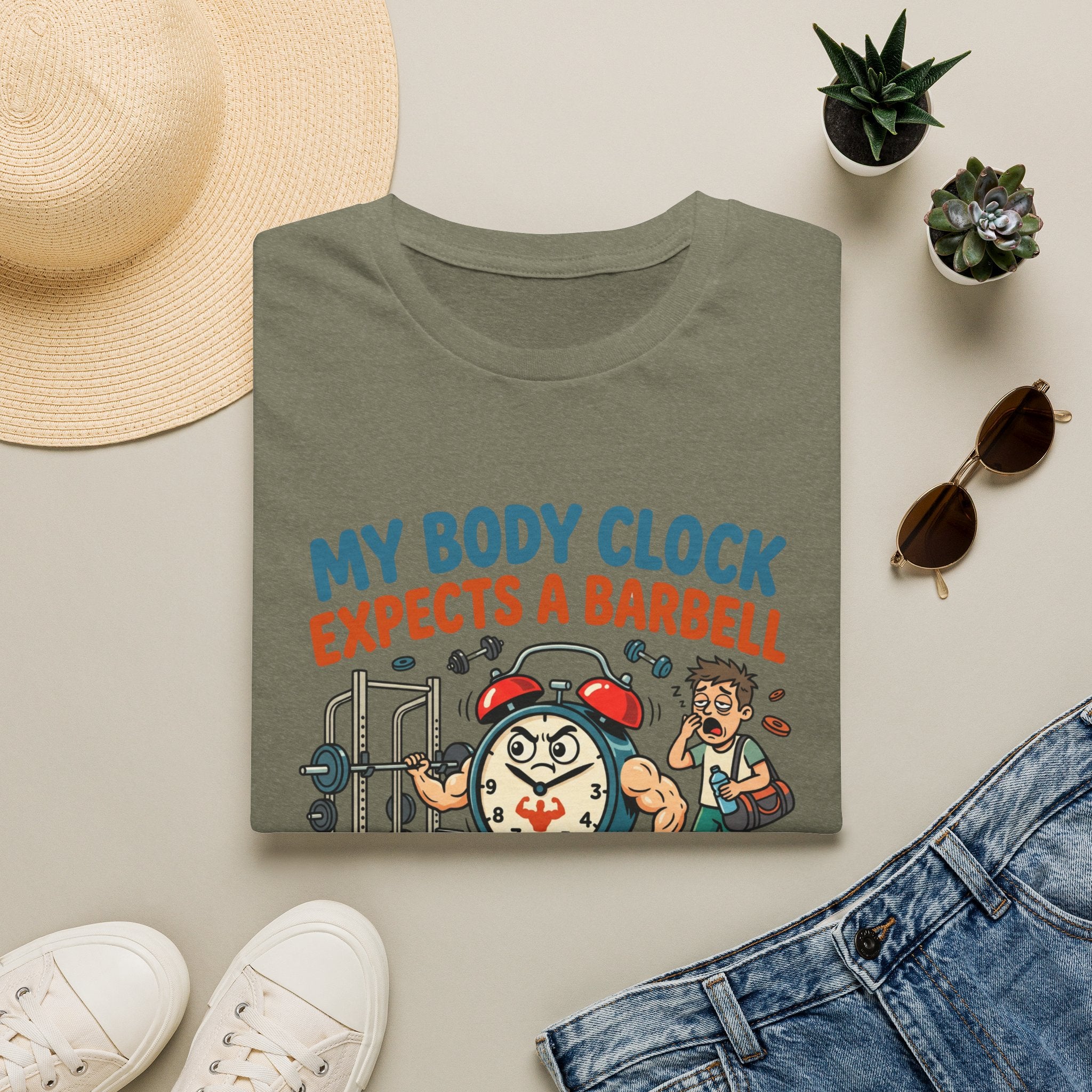 Body clock expects barbell T-Shirt
