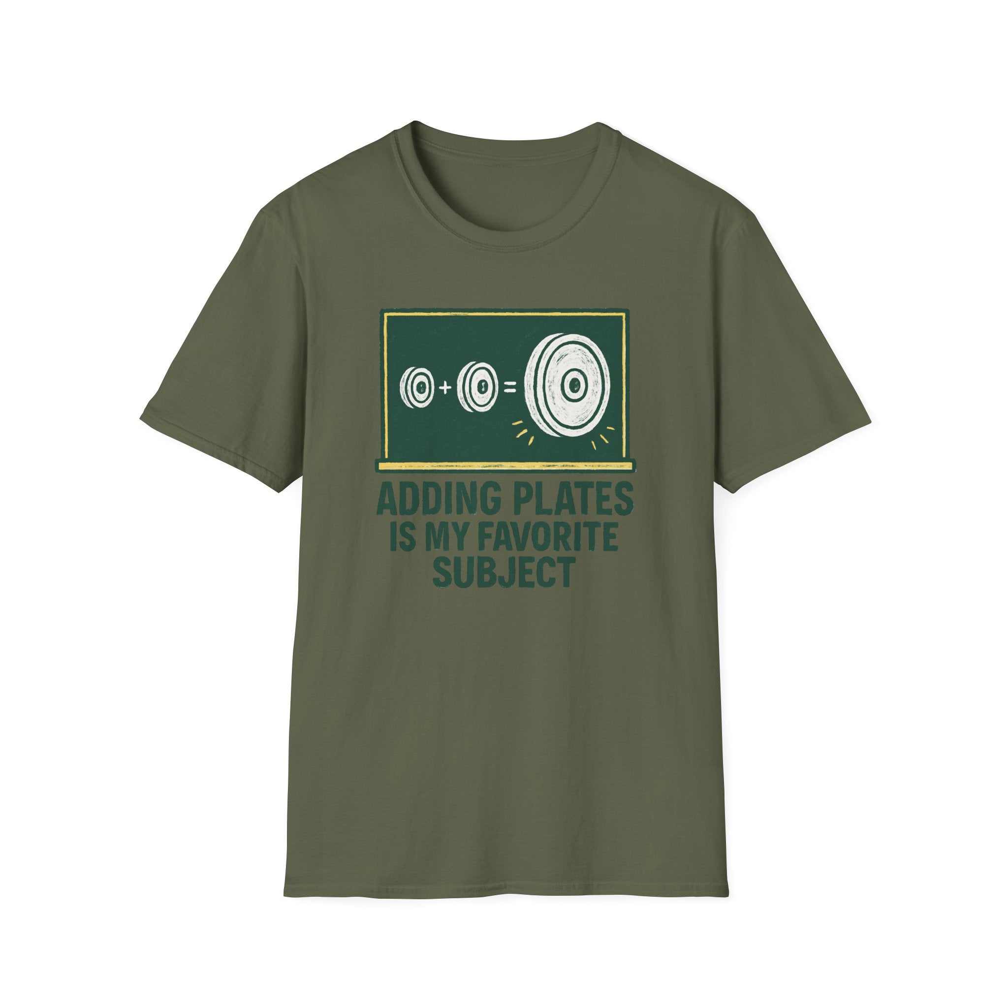 Adding Plates Is My Favorite Subject – Chalkboard Gym Edition Tshirt