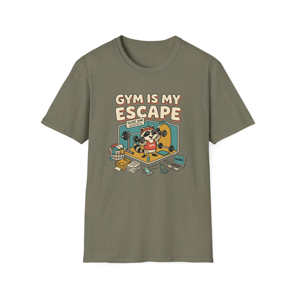 Gym is my escape - Racoon humorous T-Shirt