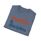 Deadlifts & Discipline – Bold Gym Typography T-Shirt