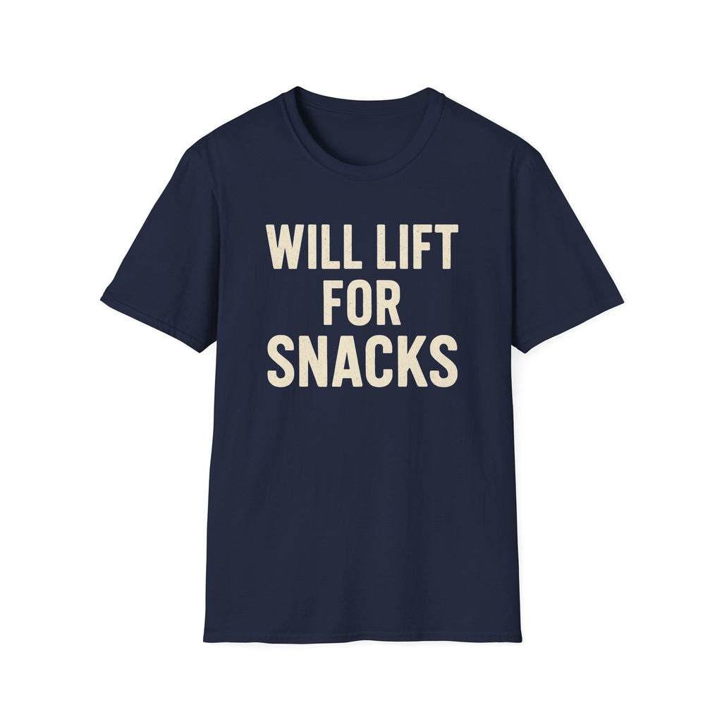 Will Lift for Snacks – Distressed Gym Humor Tshirt