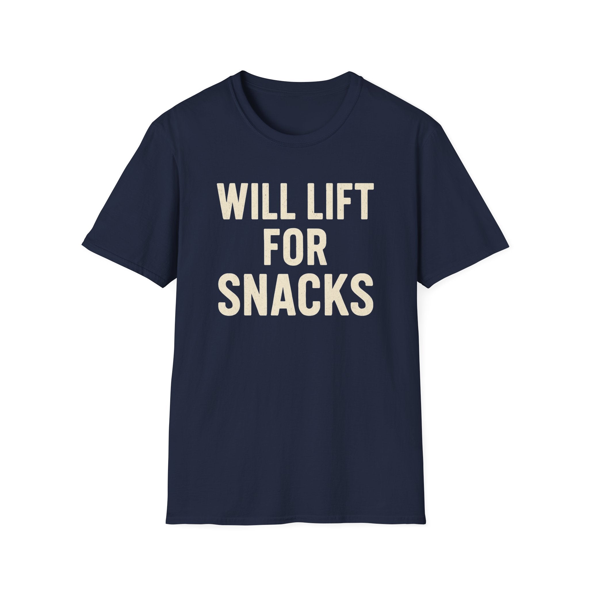 Will Lift for Snacks – Distressed Gym Humor Tshirt
