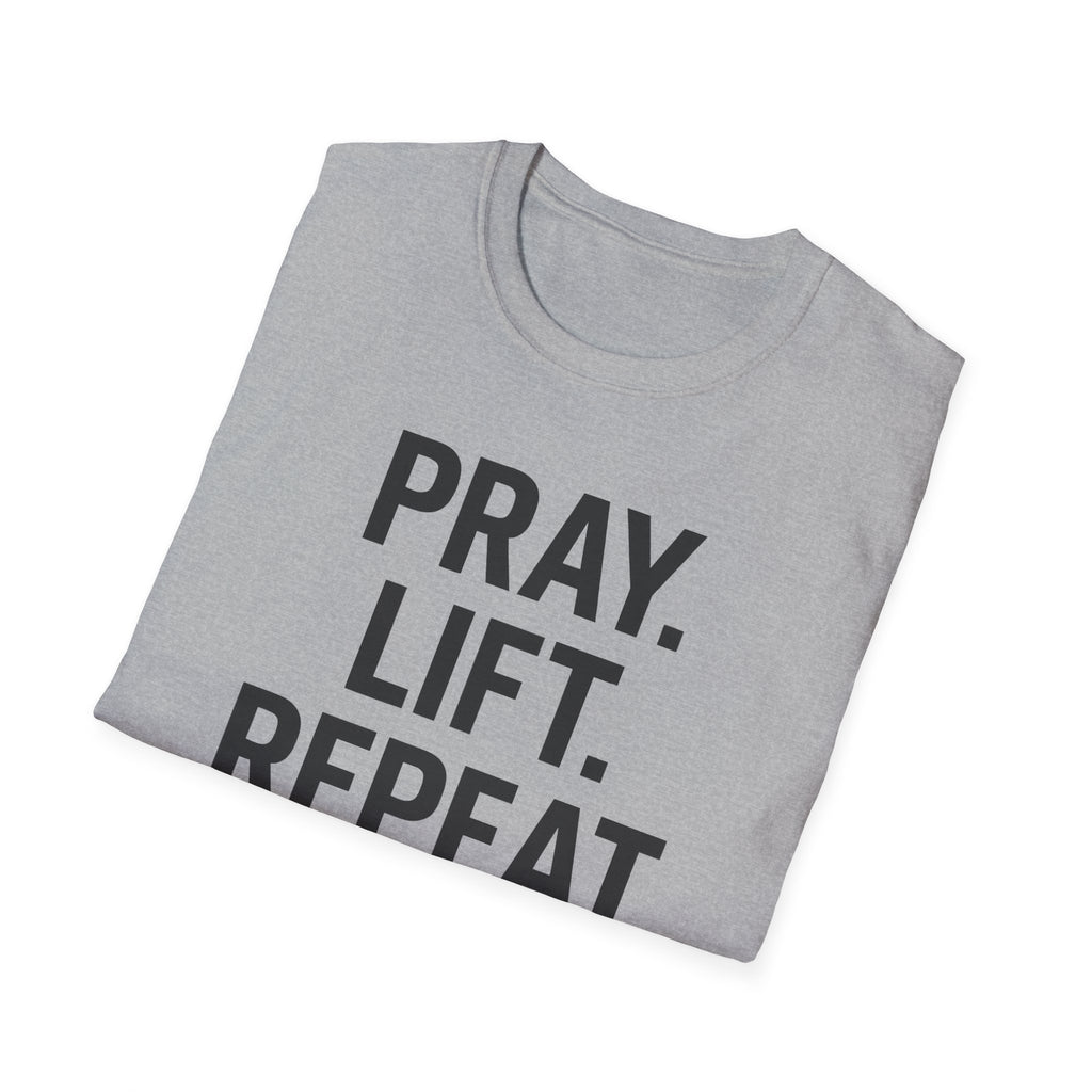 Pray. Lift. Repeat. – Faith and Focus Gym Tshirt