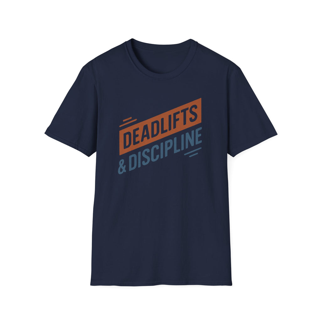 Deadlifts & Discipline – Dynamic Duo-Tone Banner T-Shirt