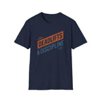 Deadlifts & Discipline – Dynamic Duo-Tone Banner T-Shirt