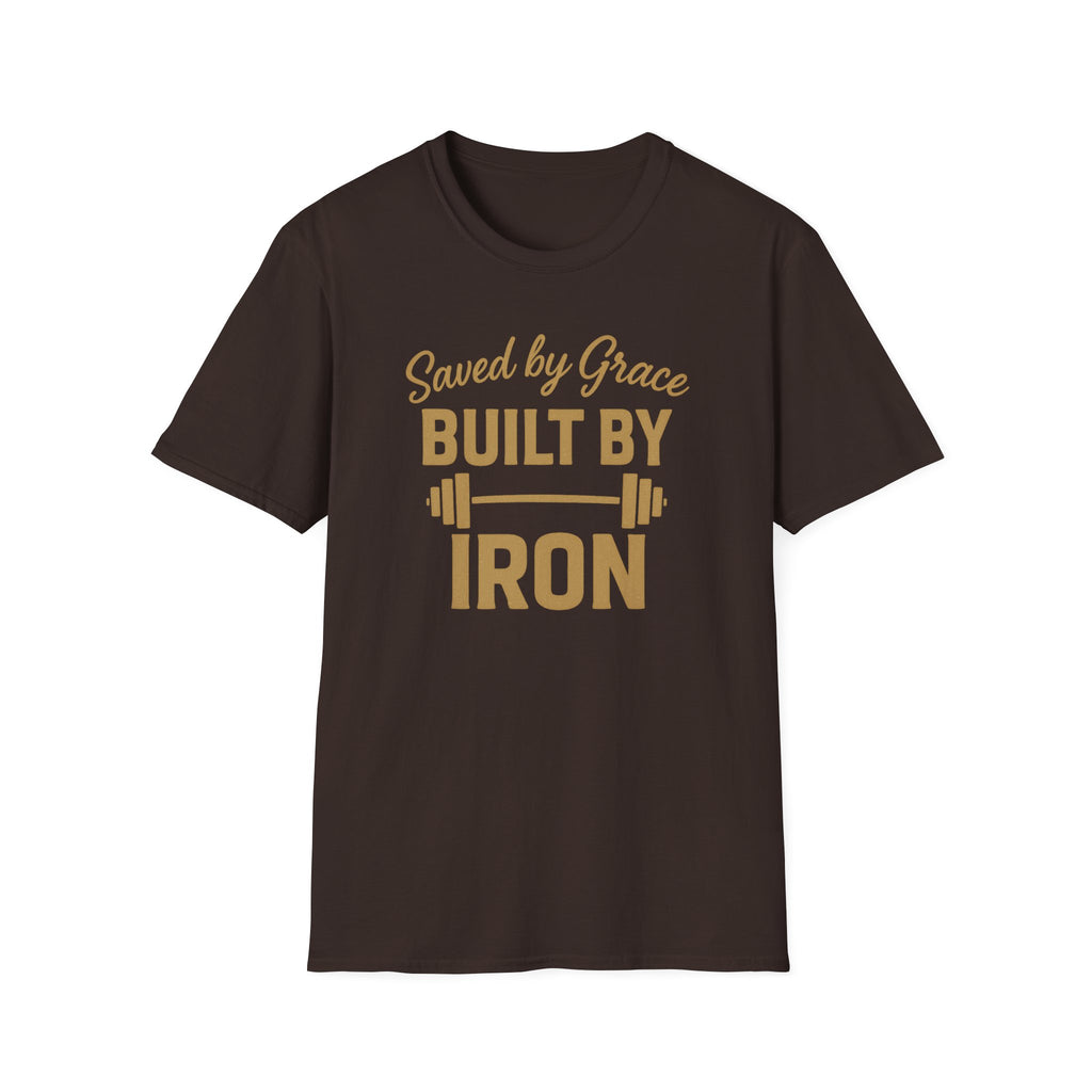 Saved by Grace, Built by Iron – Faith Meets Strength Tshirt