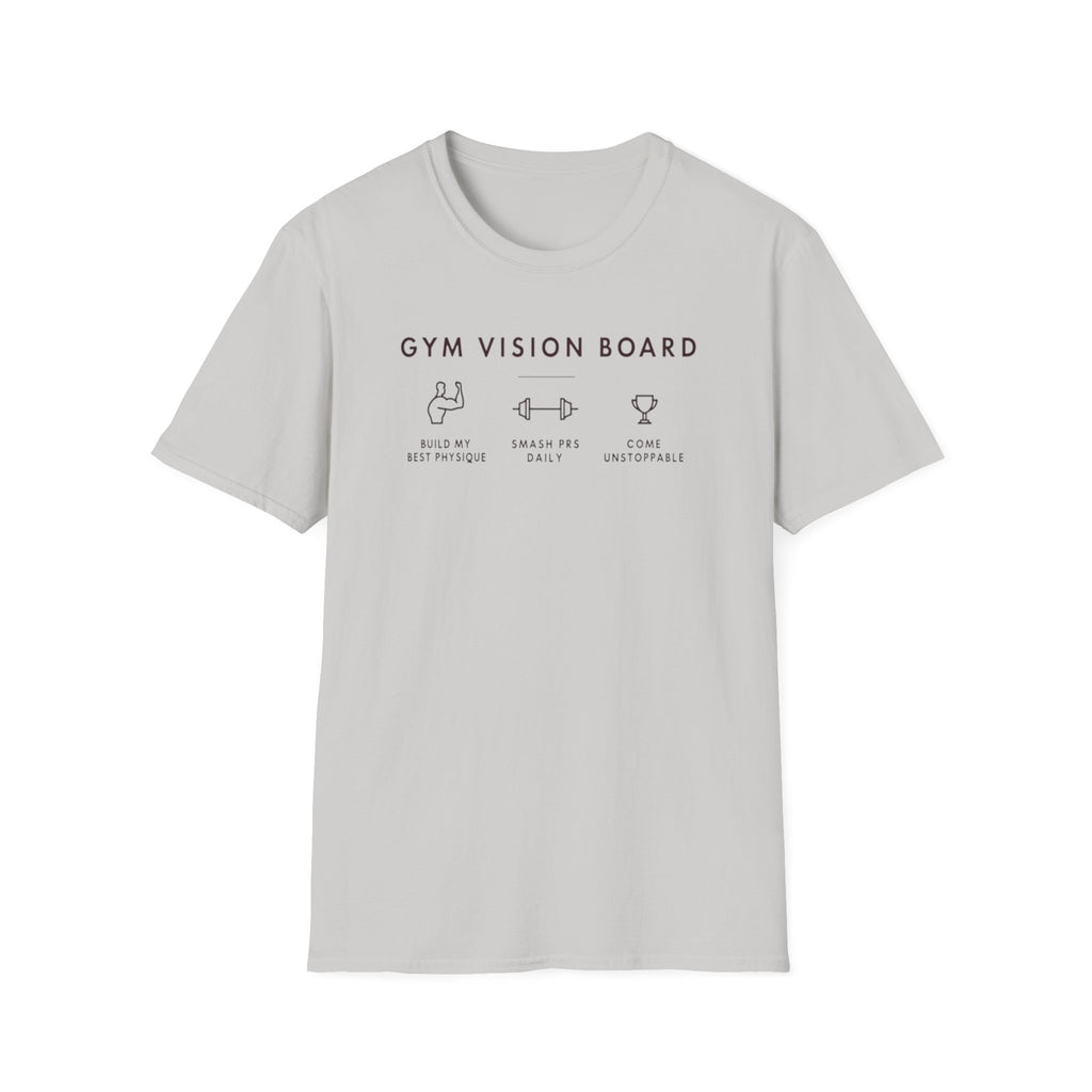 Gym Vision Board – Dark Mode Minimalist T-Shirt
