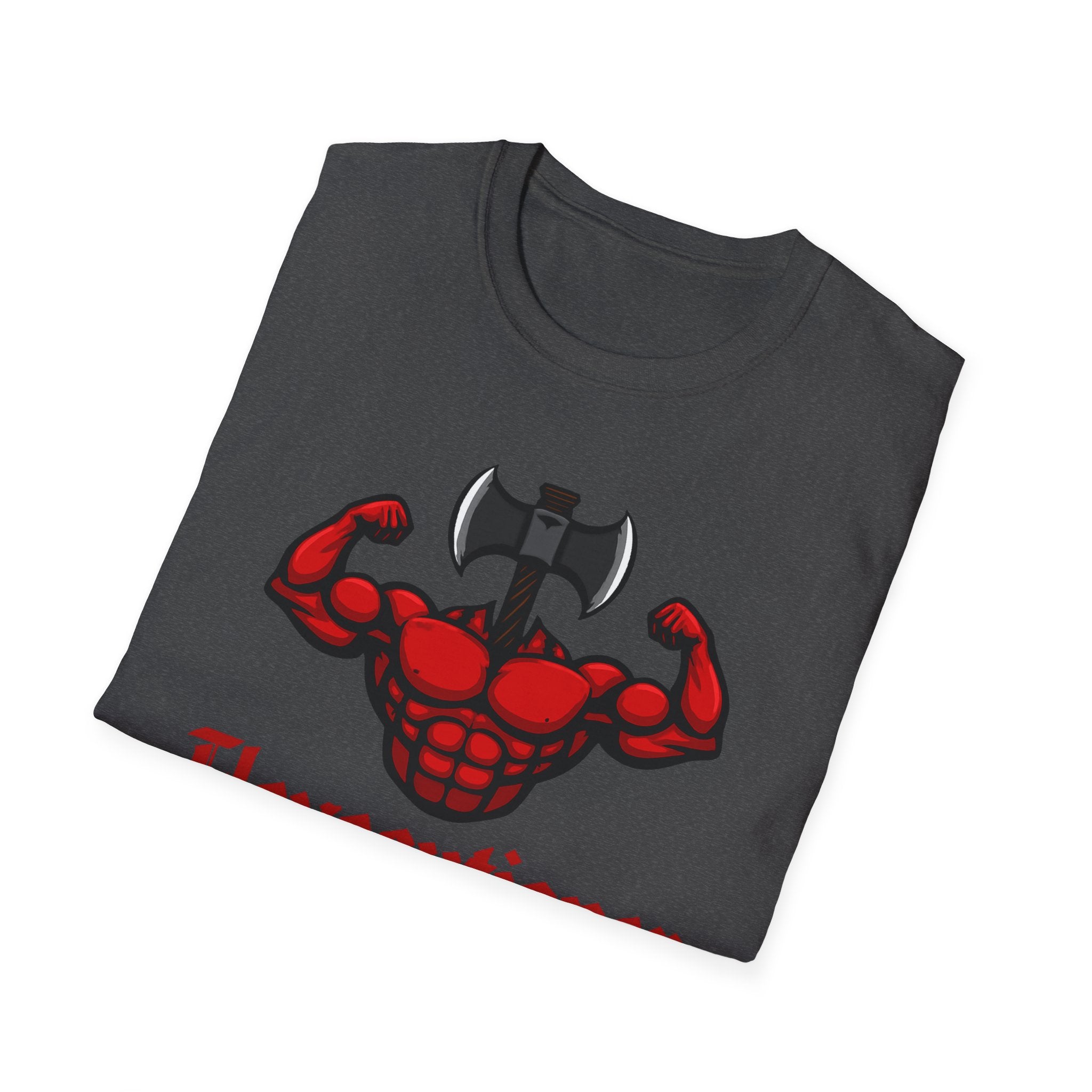 Flexecutioner – Muscular Axe Warrior Emblem T-Shirt