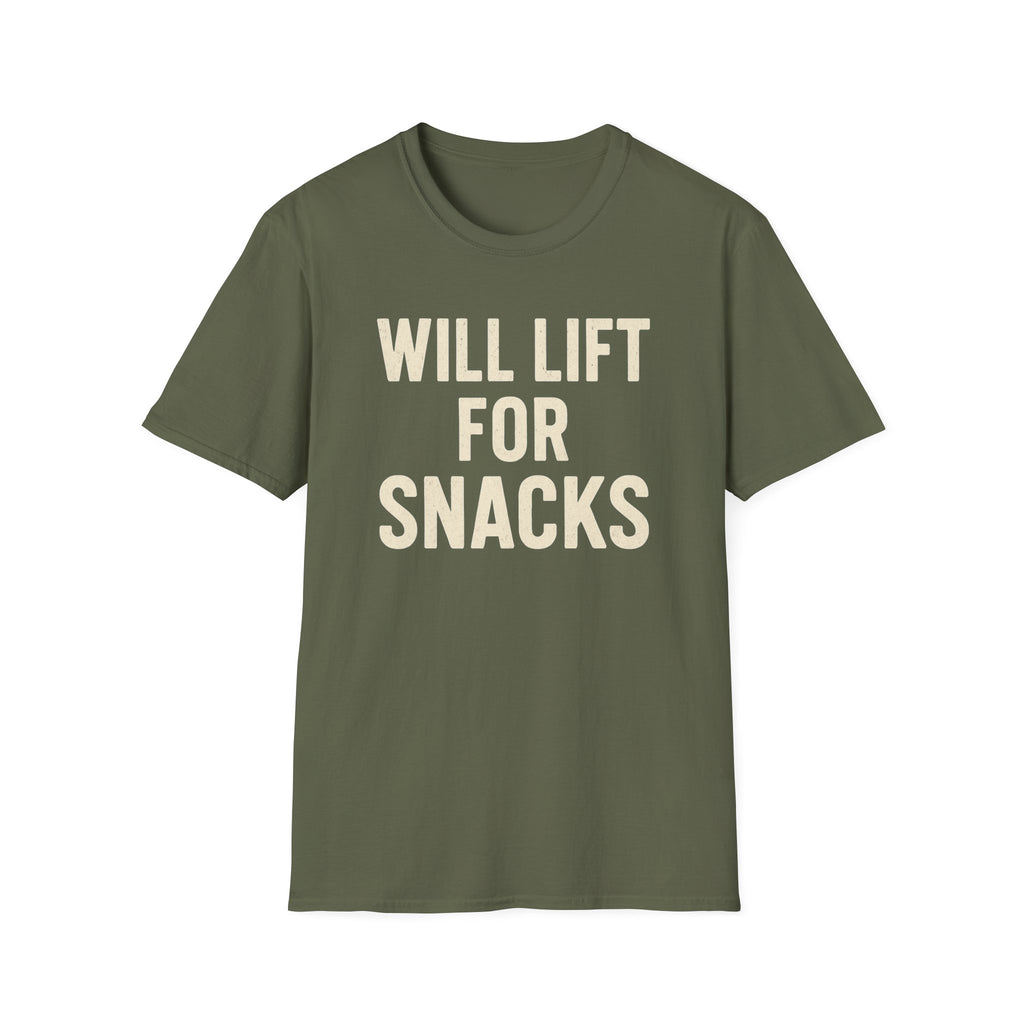 Will Lift for Snacks – Distressed Gym Humor Tshirt