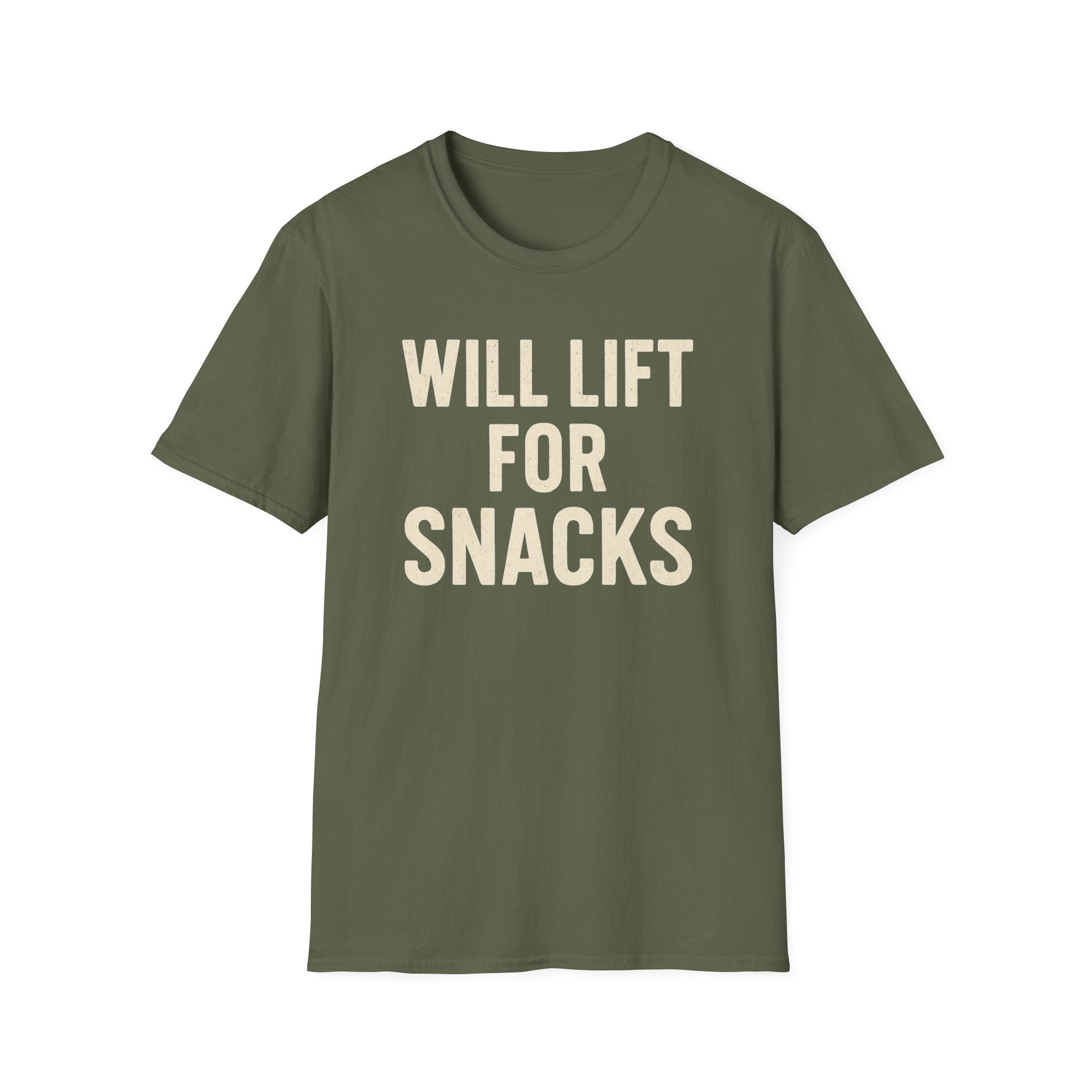 Will Lift for Snacks – Distressed Gym Humor Tshirt