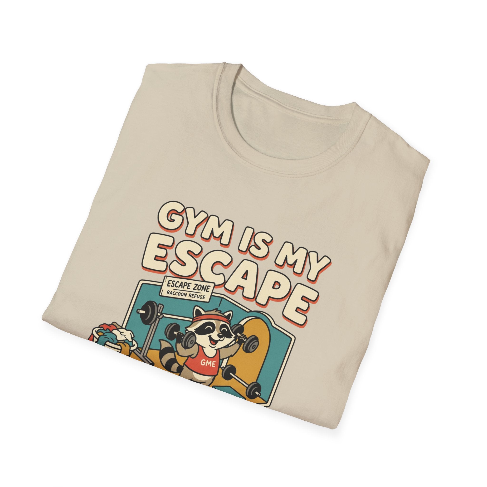 Gym is my escape - Racoon humorous T-Shirt