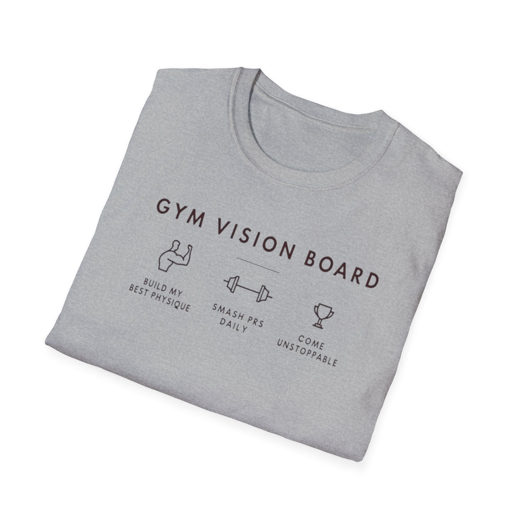 Gym Vision Board – Dark Mode Minimalist T-Shirt