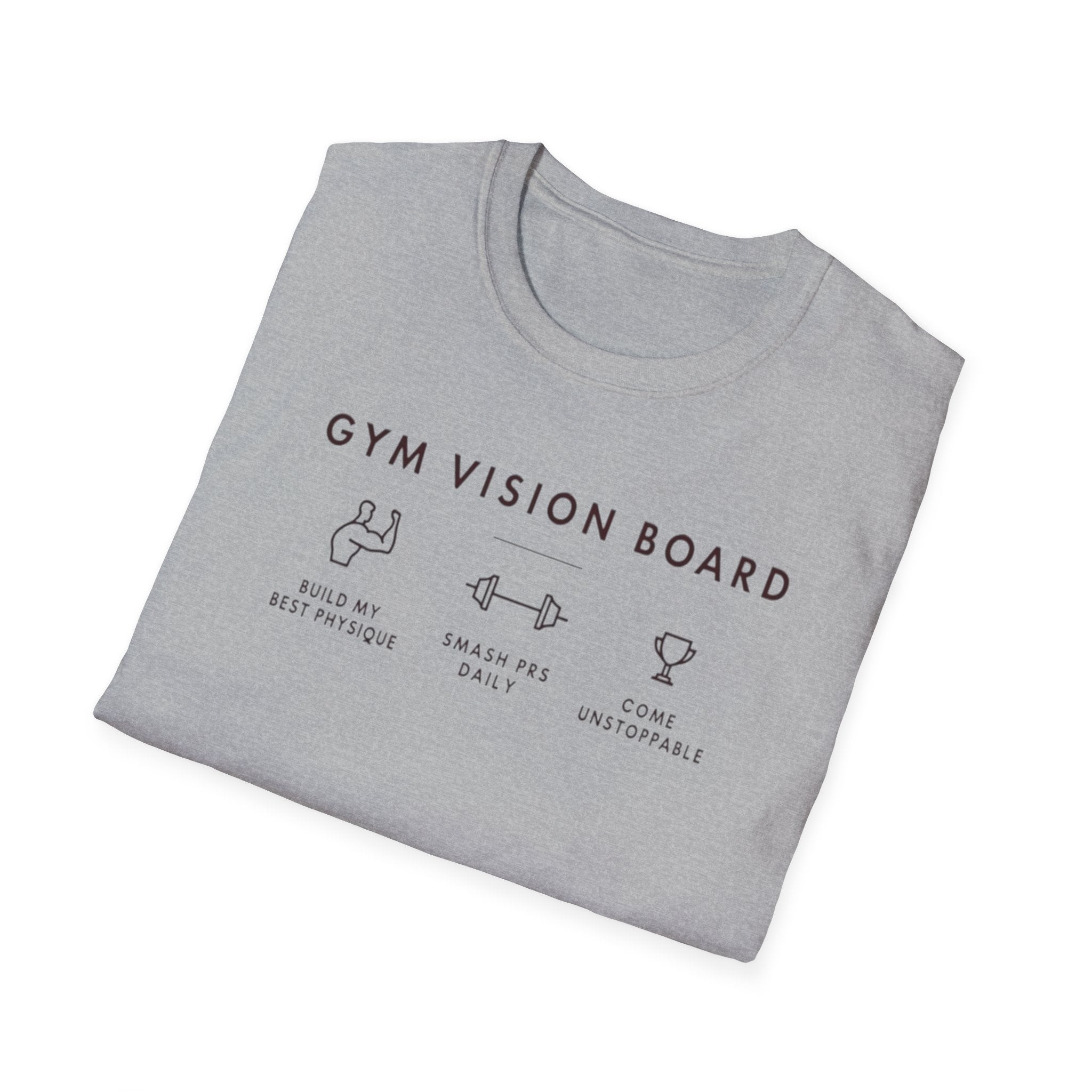 Gym Vision Board – Dark Mode Minimalist T-Shirt