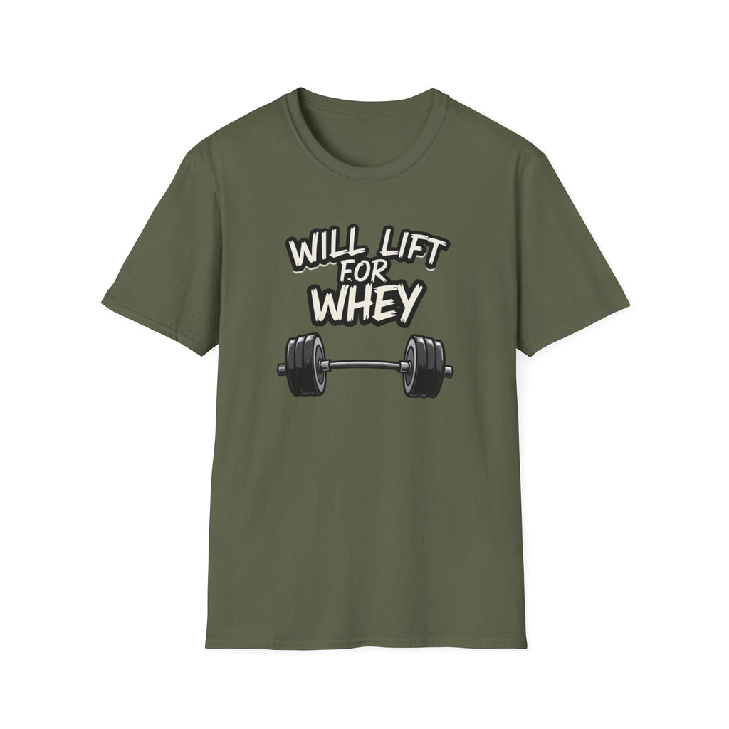 Will Lift for Whey – Monochrome Barbell Edition T-Shirt