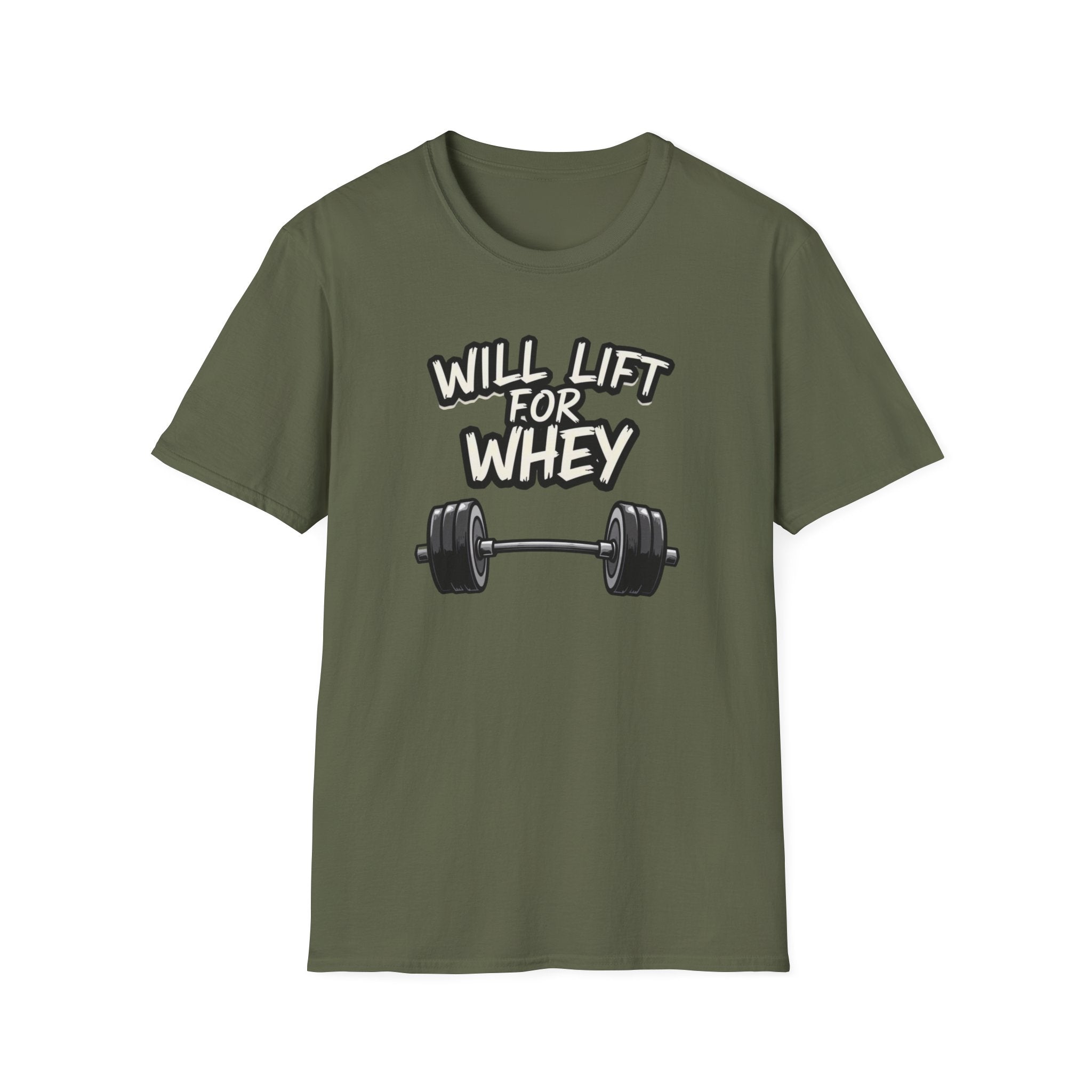 Will Lift for Whey – Monochrome Barbell Edition T-Shirt