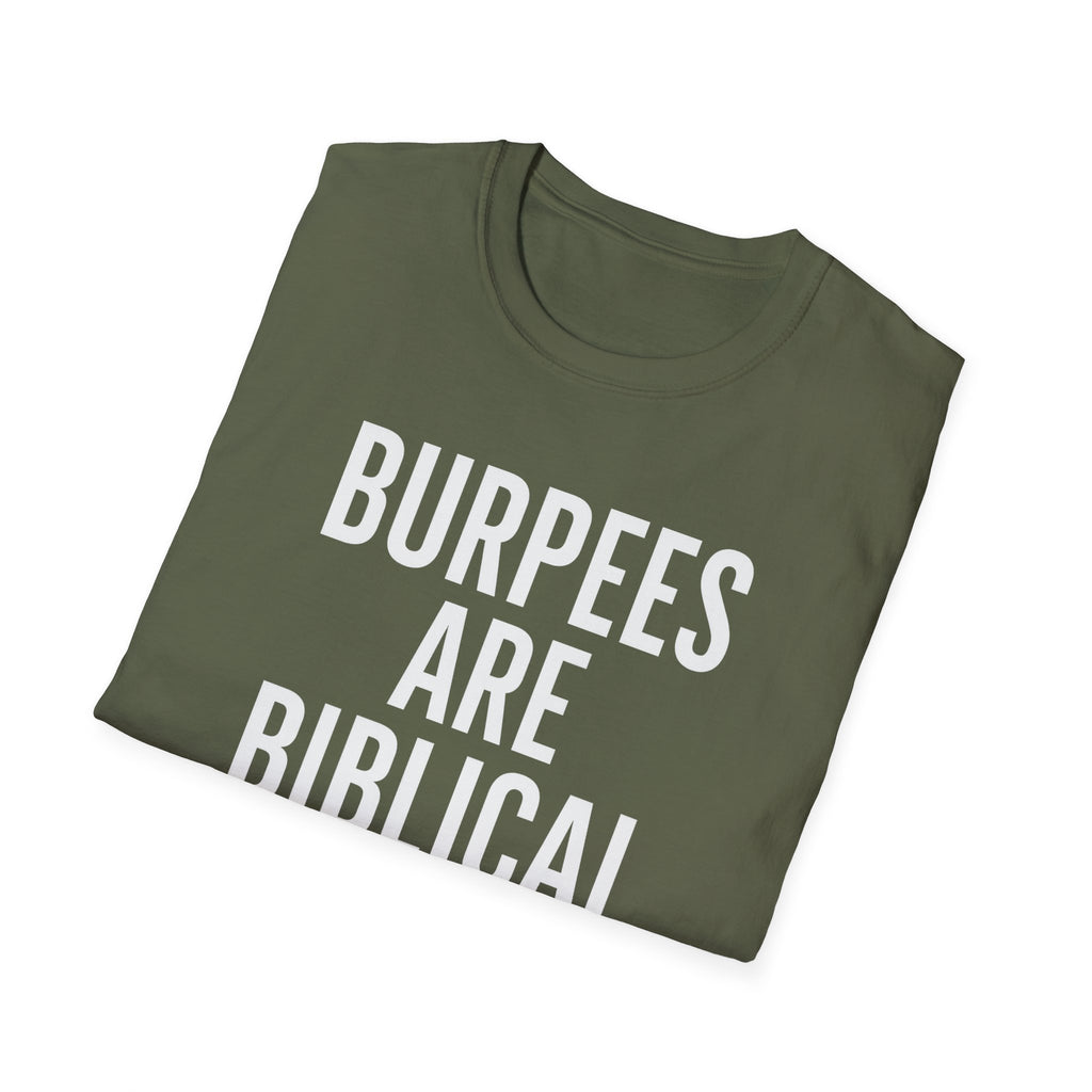 Burpees Are Biblical – Stone-Gray Statement Tshirt