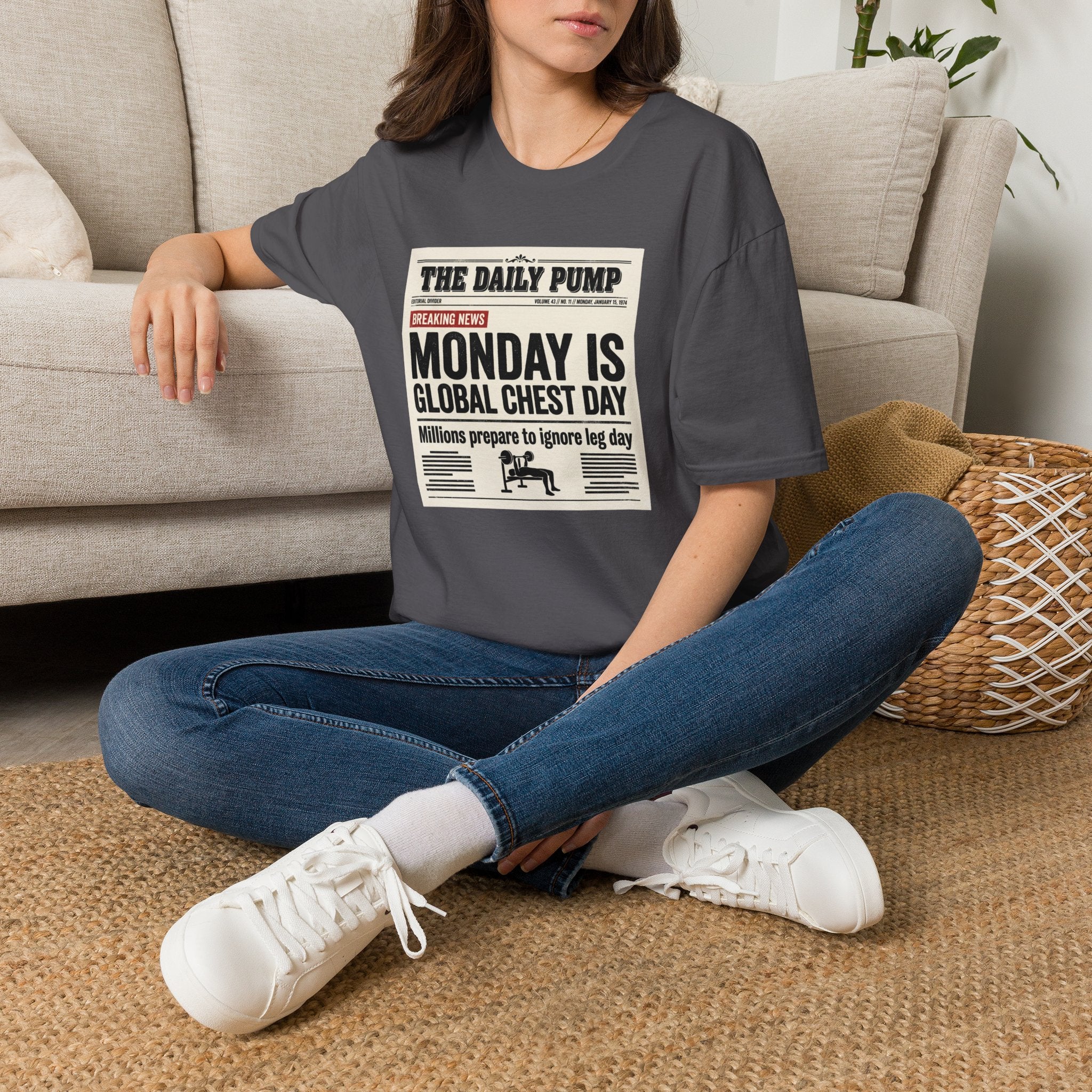 Monday is Global chest day - News style T-Shirt