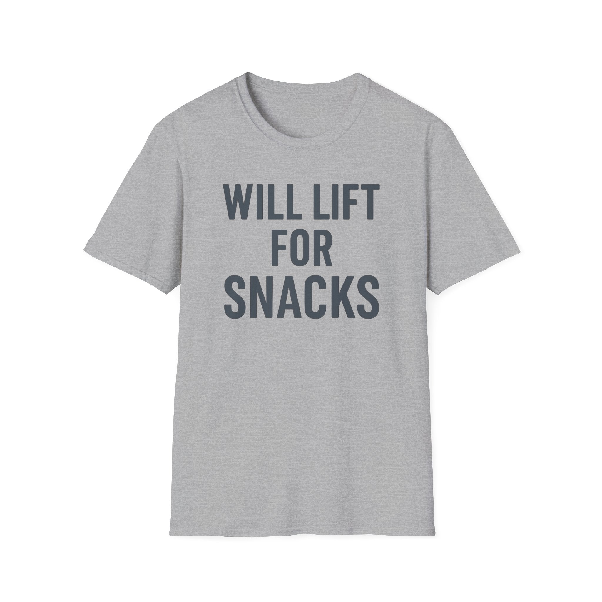 Will Lift for Snacks – Distressed Gym Humor Tshirt